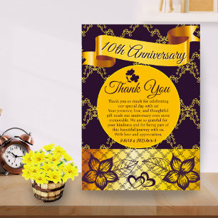 Carte De Remerciements Black & Gold Modern Lace Heart Anniversaire Mariag