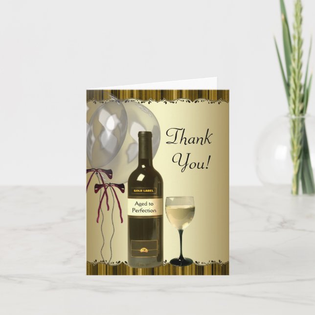 Carte De Remerciements Black Gold Wine Bottle Glass Thank You Cards (Devant)
