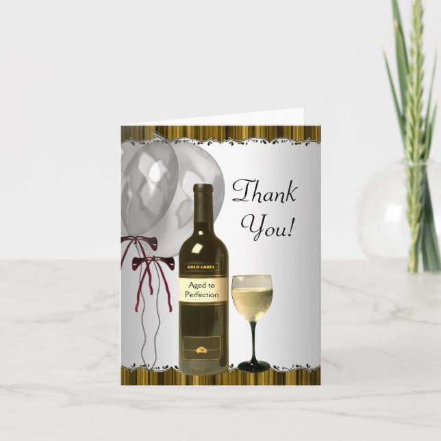 Carte De Remerciements Black Gold Wine Bottle Glass Thank You Cards (Devant)