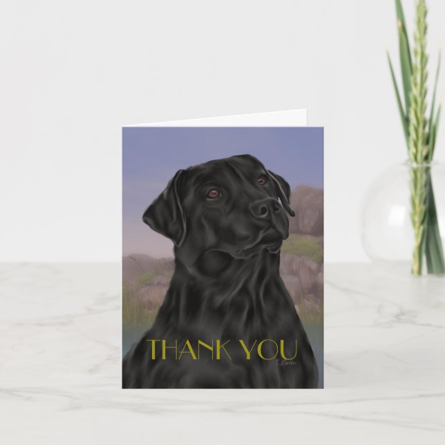 Carte De Remerciements Black Labrador Retriever Thank you (Devant)