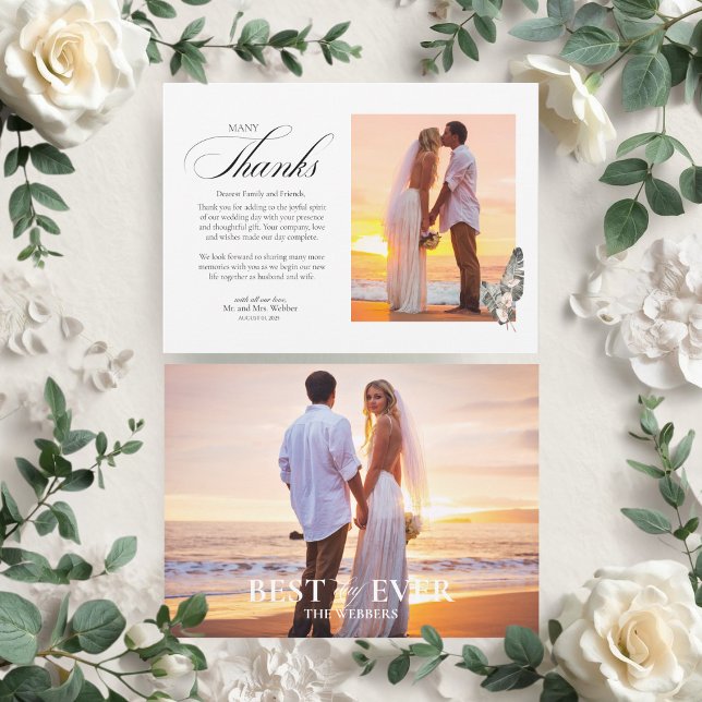 Carte De Remerciements Black Palm Wedding Thank You Photo Card (Wedding Thank You Card)