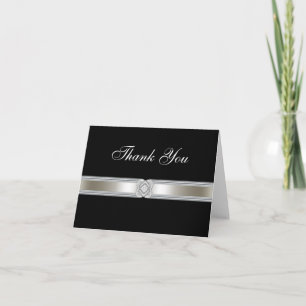 Carte De Remerciements Black Silver Diamond Band Thank You Card