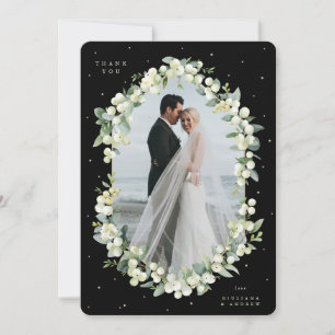 Carte De Remerciements Black Snowberry+Eucalyptus Mariage Flat Photo