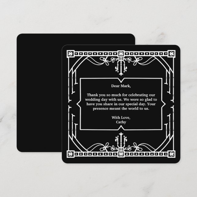Carte De Remerciements Black Wedding Thank You Card (Devant / Derrière)