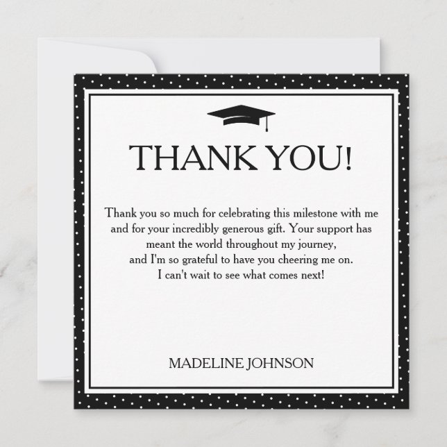 Carte De Remerciements Black & White 2026 Graduation Thank You (Devant)