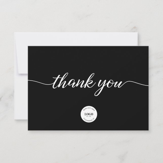 Carte De Remerciements Black White Simple business Customer Appreciation  (Devant)