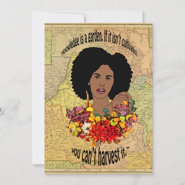 Carte De Remerciements Black Woman African Proverbs cite l'art de la sage (Devant)