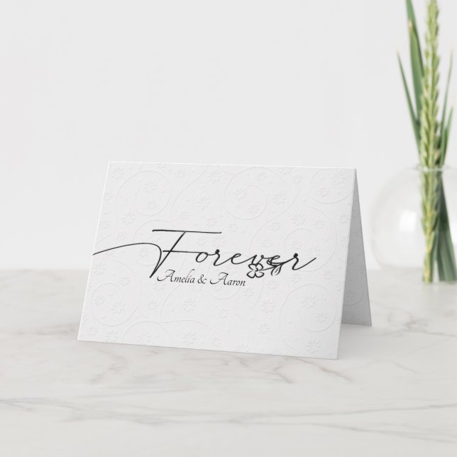 Carte De Remerciements Blanc Embossé pour toujours Mariage (Devant)