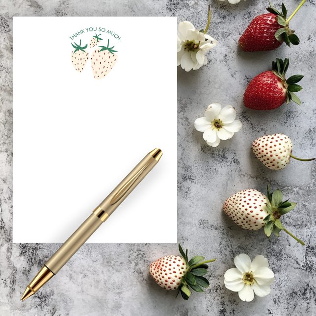 Carte De Remerciements Blanc Fraise Mignon Pineberry PERSONNALISÉ  (White Strawberry Cute Pineberry CUSTOM Thank You Card
)
