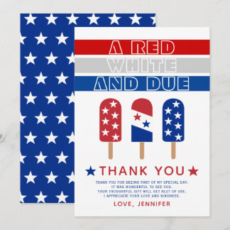 Carte De Remerciements Blanc rouge et le baby shower du 4 juillet