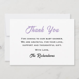 Carte De Remerciements Blanc violet Baby shower de Pâques Petit Lapin Coo