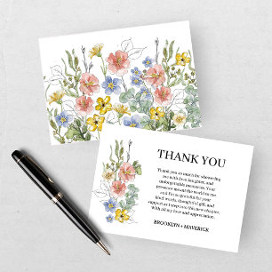 Carte De Remerciements Blason de monogramme floral à fleurs sauvages élég