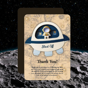 Carte De Remerciements Blast Off ! Baby shower d'astronautes Vintages