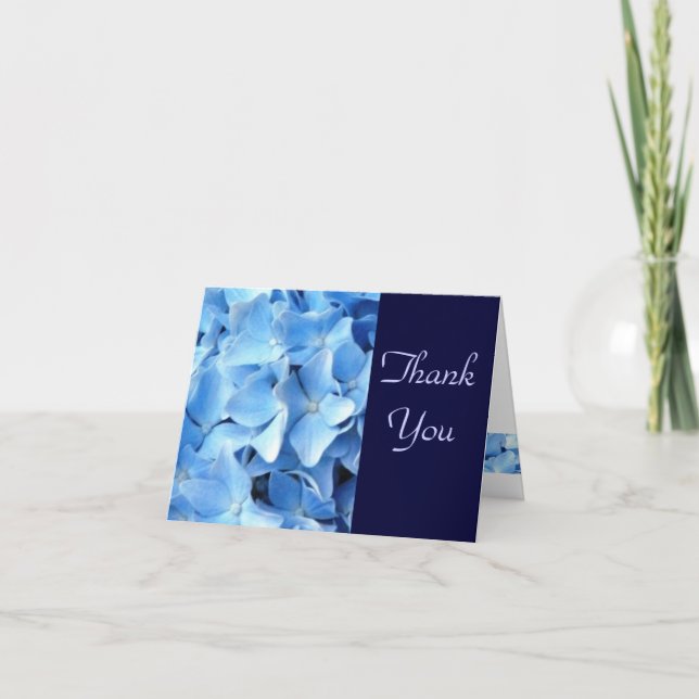 Carte de remerciements bleu 5 d'hortensia (Devant)