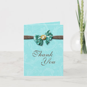Carte De Remerciements Bleu aqua marron gemme arc floral
