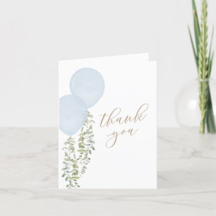 Carte De Remerciements Bleu Aquarelle Balloon Twin Boys Baby shower