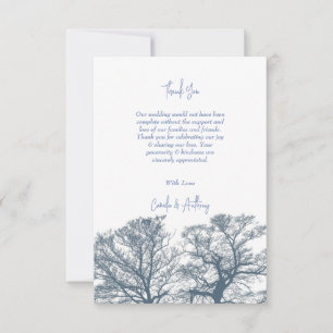 Carte De Remerciements Bleu Arbres du fond Mariage de Boho Tropical