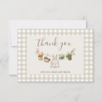 Carte de remerciements bleu Baby shower cultivé lo