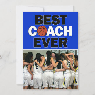 Carte De Remerciements Bleu Basket Coach Meilleur jamais Photo Personnali