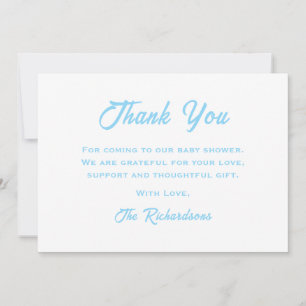 Carte De Remerciements Bleu Blanc Pieds Baby shower Amusant Branché Son U
