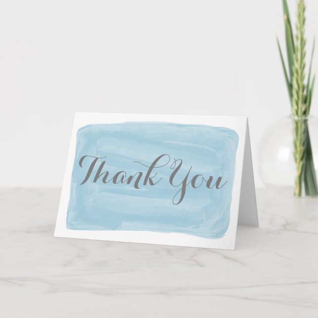 Carte de remerciements bleu d'aquarelle (Devant)