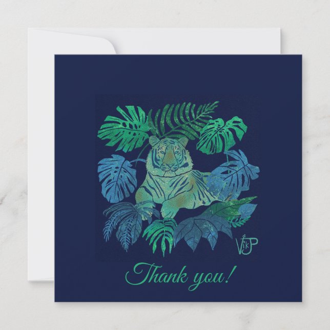 Carte De Remerciements Bleu de la jungle (Devant)