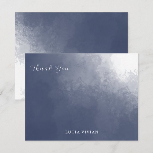 Carte De Remerciements Bleu de la marine classique formelle (Devant / Derrière)