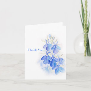 Carte de remerciements bleu de mariage de fleur