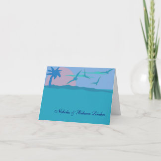 Carte de remerciements bleu de thème de paradis