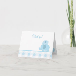 Carte de remerciements bleu d'éléphants de mod