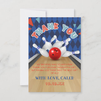 Carte De Remerciements Bleu Diamond Strike Bowling Anniversaire