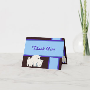 Carte de remerciements bleu d'ours blancs