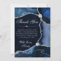 Bleu et Argent Faux Paillettes Anniversaire Agate