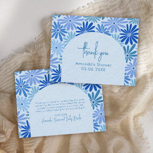Carte De Remerciements Bleu et Turquoise Floral Super bébé plat