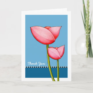 Carte de remerciements bleu Fleurs simples