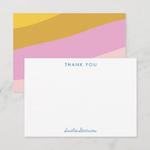 Carte De Remerciements Bleu Jaune rose rayures Personnalisées