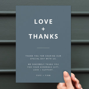 Carte De Remerciements Bleu Mariage minimaliste scandinave