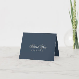 Carte De Remerciements bleu marine Monogram Crest Classic Elegant Wedding