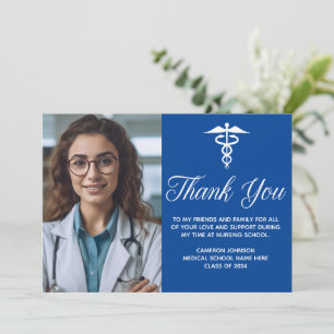 Carte De Remerciements Bleu Médicale de l'école - photo personnalisée