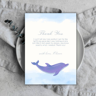 Carte De Remerciements Bleu minimaliste Boho Ocean Dolphin Baby shower