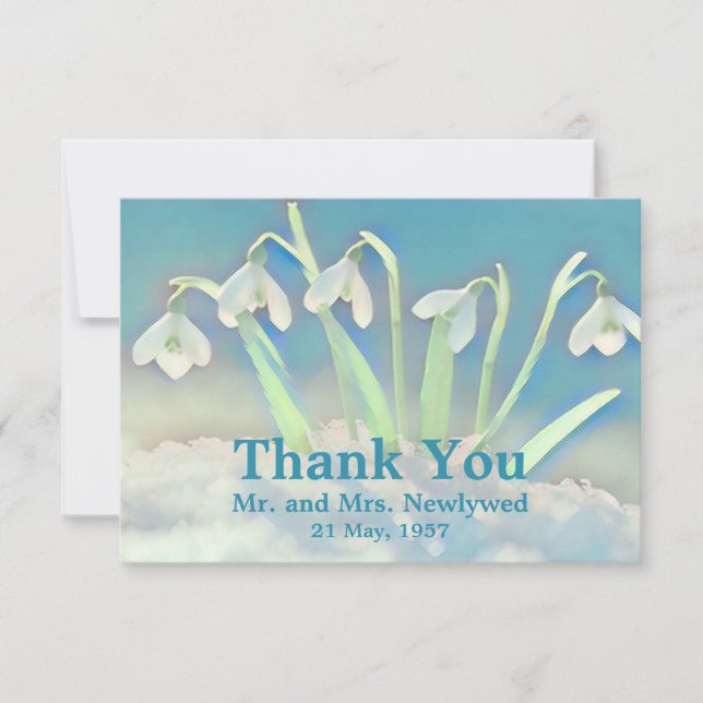 Carte De Remerciements Bleu neige (Devant)