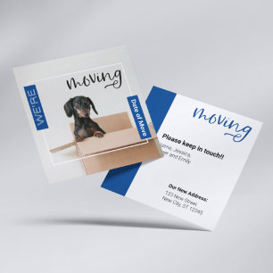 Carte De Remerciements Bleu Nous déménageons Dachshund Chien dans la cart