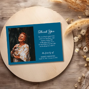 Carte De Remerciements Bleu Océan Romantique Personnaliser Photo Funérail
