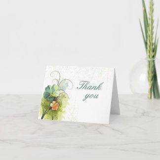 Carte De Remerciements Bleu sarcelle vert + remerciement de mariage flora
