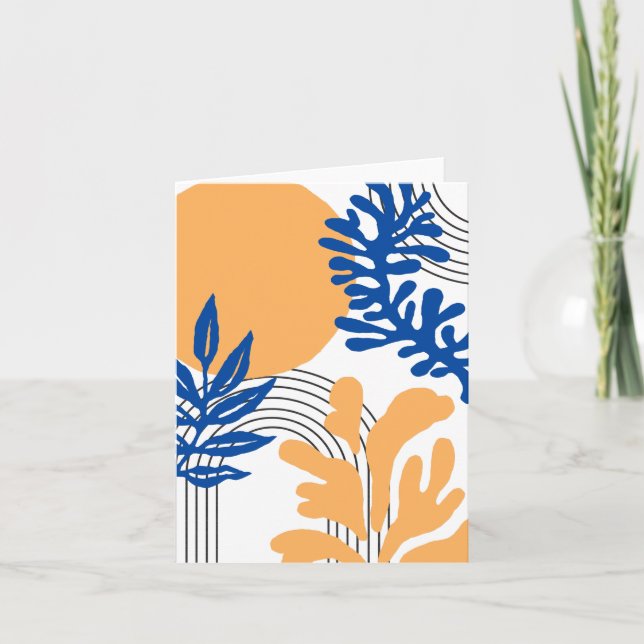 Carte De Remerciements Bleu tendance Jaune Abstrait Formes botaniques Art (Devant)