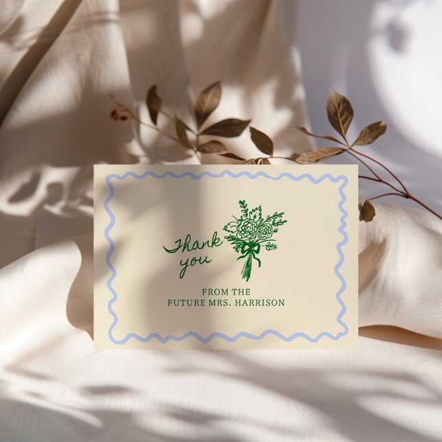 Carte De Remerciements Bleu Vert Fantaisiste Manuscrit (Créateur téléchargé)