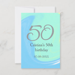 Carte De Remerciements bleu vert gris 50e anniversaire ajouter nom date r