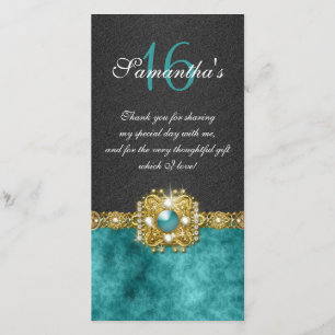 Carte De Remerciements Bling gemmes diamant perle damas