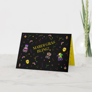 CARTE DE REMERCIEMENTS BLING MARDI GRAS