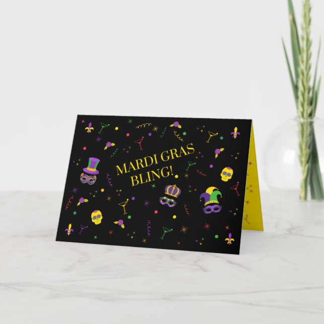 CARTE DE REMERCIEMENTS BLING MARDI GRAS (Devant)